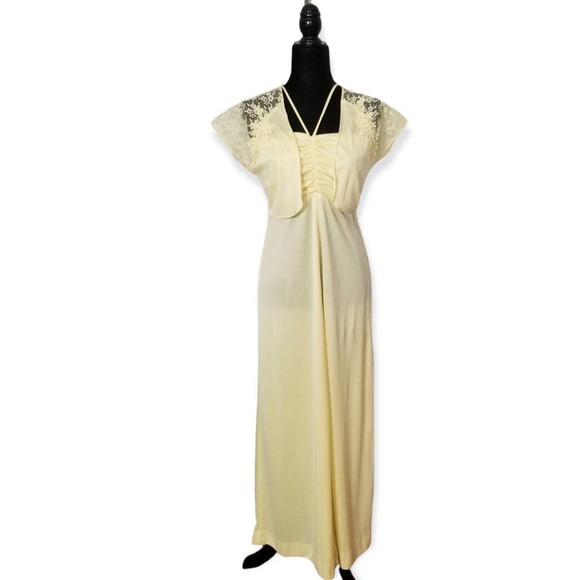 Dresses & Skirts - Vintage 70s Vicky Vaughn Yellow Maxi Dress with Lace Bolero